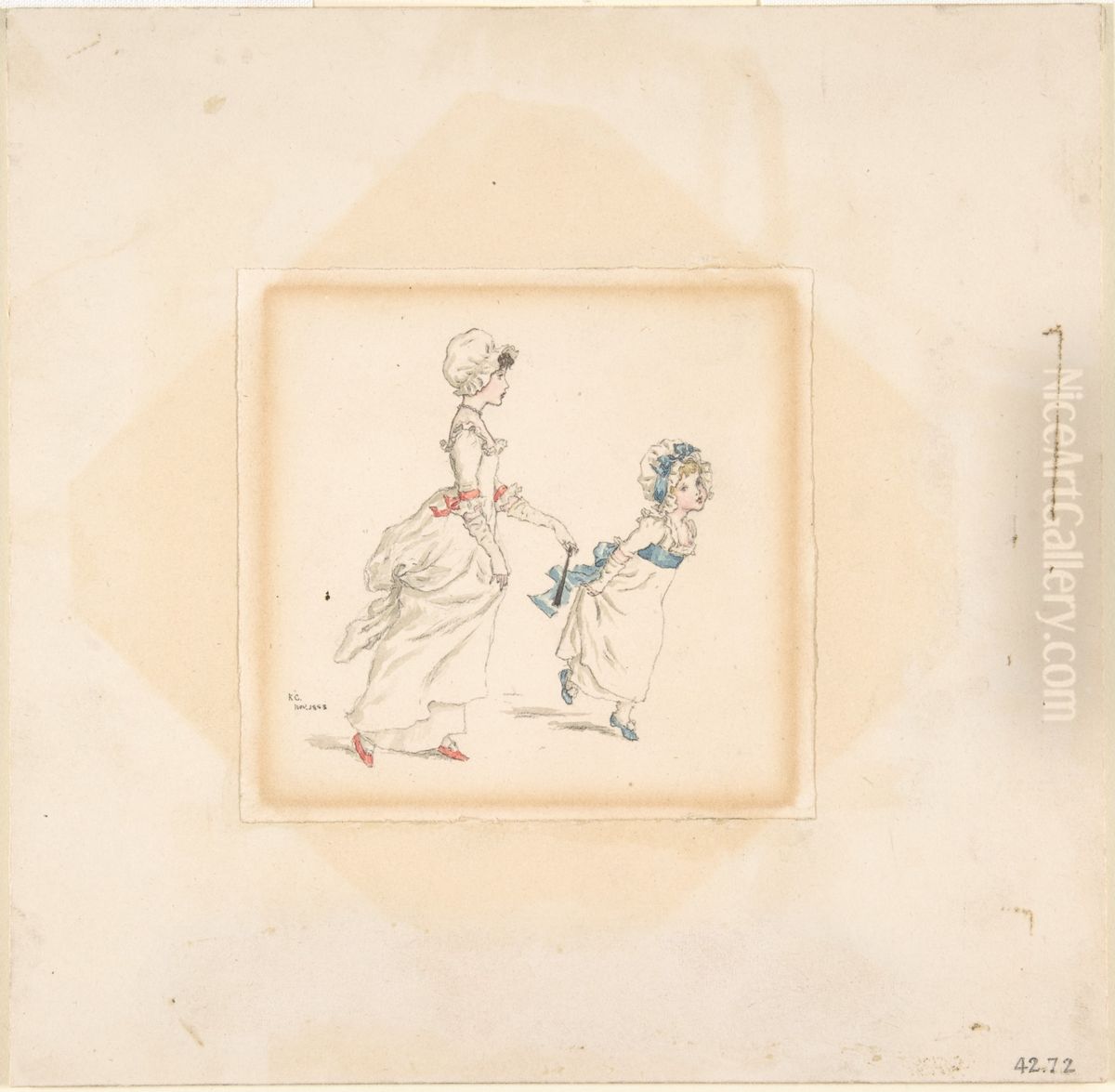 Woman And Child Oil Painting by Kate Greenaway