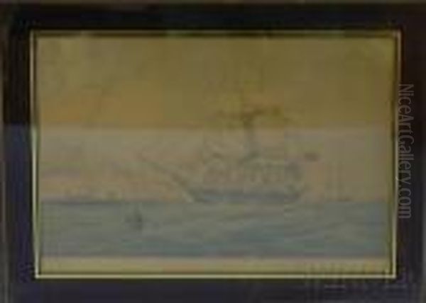 H.m.s. Meander Oil Painting by Thomas Garland Greene