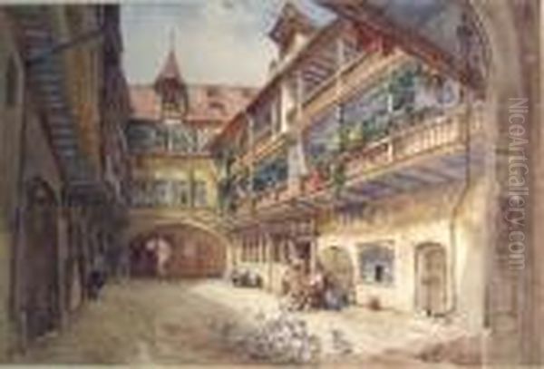 Courtyard - Switzerland Oil Painting by Thomas Greenhalgh