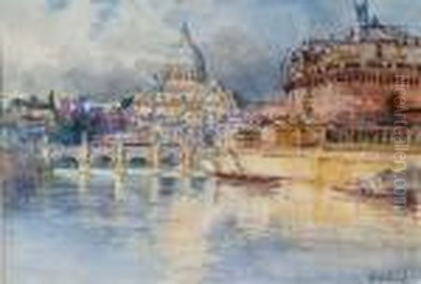 View Of St Peter's Basilica From Across The Tiber Oil Painting by Thomas Greenhalgh