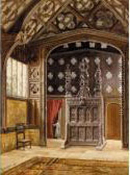 Interior Of The Great Hall, Rufford Old Hall, Lancashire Oil Painting by Thomas Greenhalgh