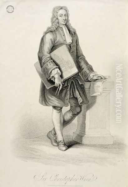Sir Christopher Wren (1632-1723) Oil Painting by Giovanni Batista Cipriani