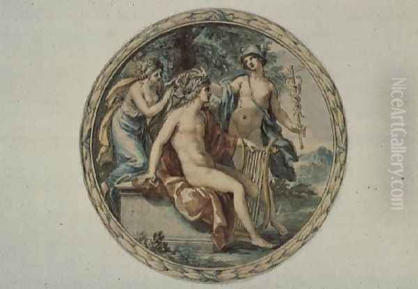 Apollo with his Lyre, Mercury and a Muse Oil Painting by Giovanni Batista Cipriani