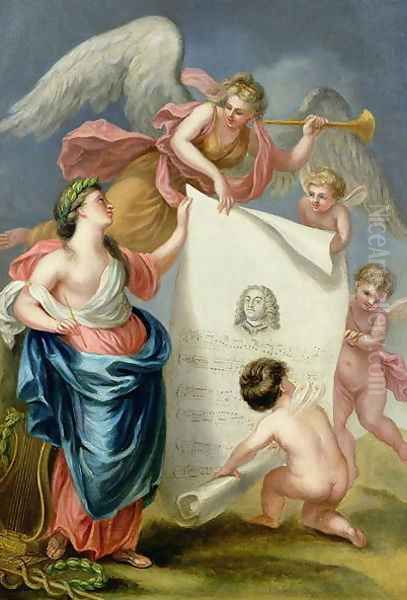 Allegorical study for a memorial print of Handel Oil Painting by Giovanni Batista Cipriani