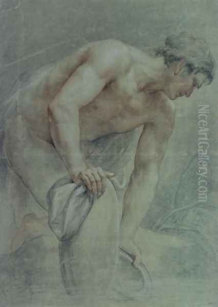 Figure of a Warrior, partly draped Oil Painting by Giovanni Batista Cipriani