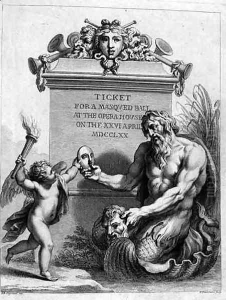 Ticket for a Masked Ball at the Opera House on the 26th April, 1770 Oil Painting by Giovanni Batista Cipriani