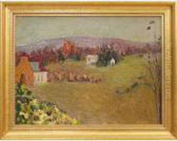 Houses In French Landscape Oil Painting by Walter Griffin