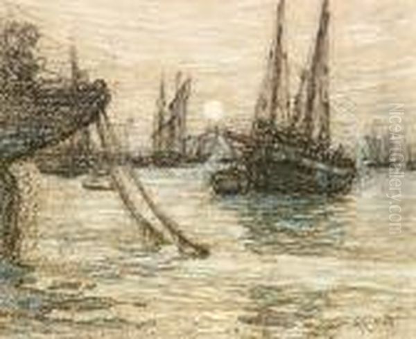 Harbor In Brittany Oil Painting by Walter Griffin