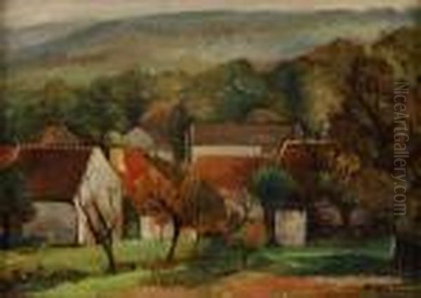 Les Toits Du Village Oil Painting by Roger Grillon