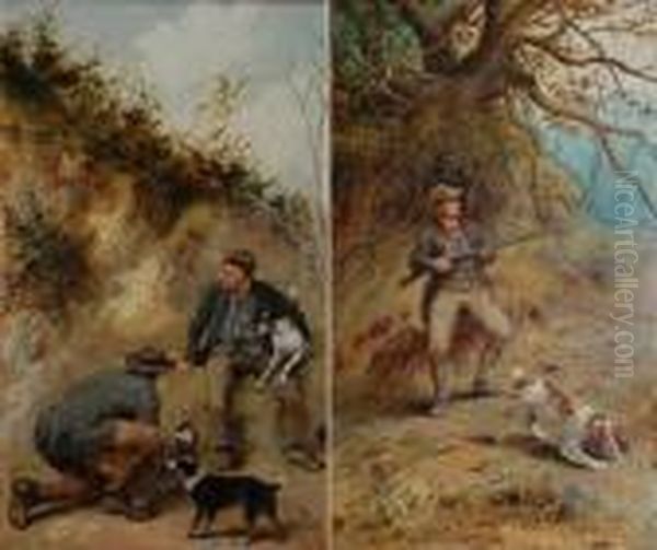 Cacciatori Con Cani Oil Painting by Guido Grimani