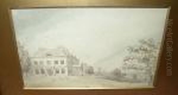 Country House Overlooking A Bay,
 Bears Signature And Date 's.h. Grimm 1777', Pen And Ink, Pencil And 
Wash, 16 X 25.5cm Oil Painting by Samuel Hieronymus Grimm