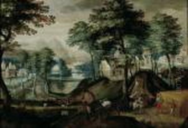 Weite Landschaft Mit Ernteszene.
 Ol Auf Holz (parkettiert). H 74; B 107 Cm. Gutachten R. De Bertier De 
Sauvigny. Provenienz: Privatsammlung, New York. Es Handelt Sich Um Ein 
Charakteristisches Werk Jakob Grimmers, Der Einer Der Besten Und 
Erfolgre Oil Painting by Jacob Grimmer