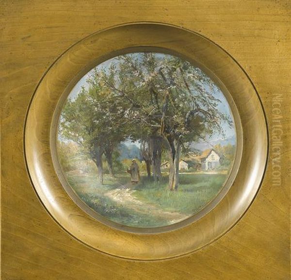 Verger A Veyrier Pres De Geneve. Oil Painting by Francois Adolphe Grison