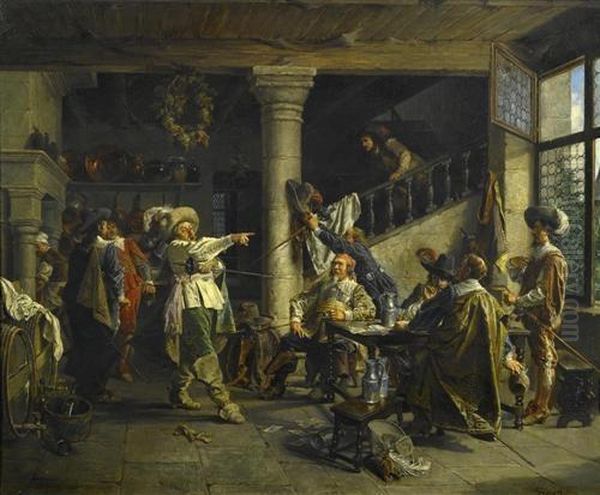 Mousquetaires Dans Une Auberge Oil Painting by Francois Adolphe Grison