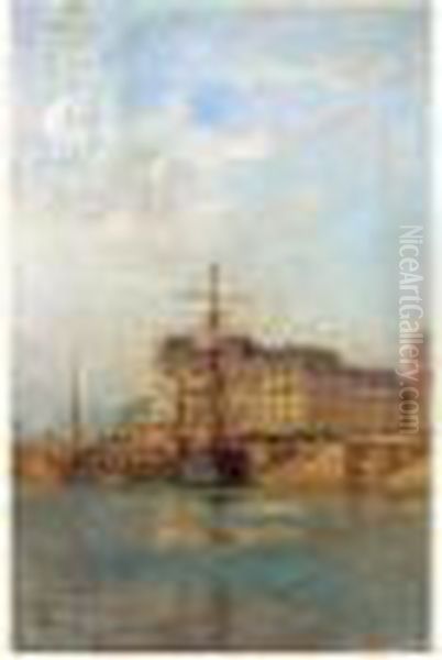 Voiliers A Quai A Saint-valery-en-caux Oil Painting by Nikolai Nikolaevich Gritsenko