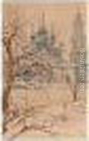 The Church Of Saint Nicholas In Tolmachi, Moscow Oil Painting by Nikolai Nikolaevich Gritsenko