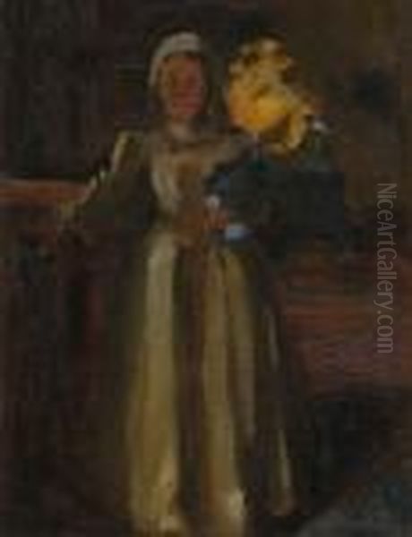 Studie Einer Stehenden
 Frau Oil Painting by Hermann Groeber