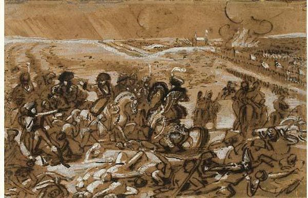 Napoleon A Eylau (recto)croquis Topographique Et Indications Manuscrites (verso) Oil Painting by Antoine-Jean Gros