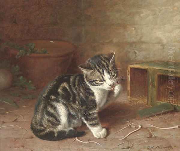The naughty kitten Oil Painting by Horatio Henry Couldery
