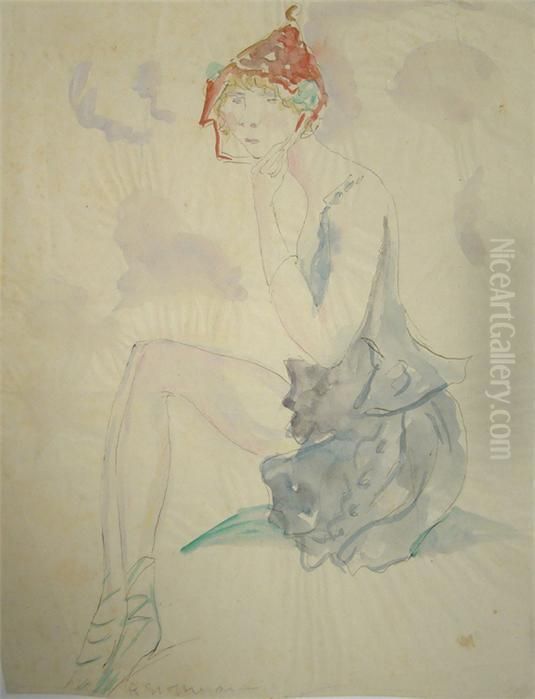 Ballerina Oil Painting by Rudolf Grossmann