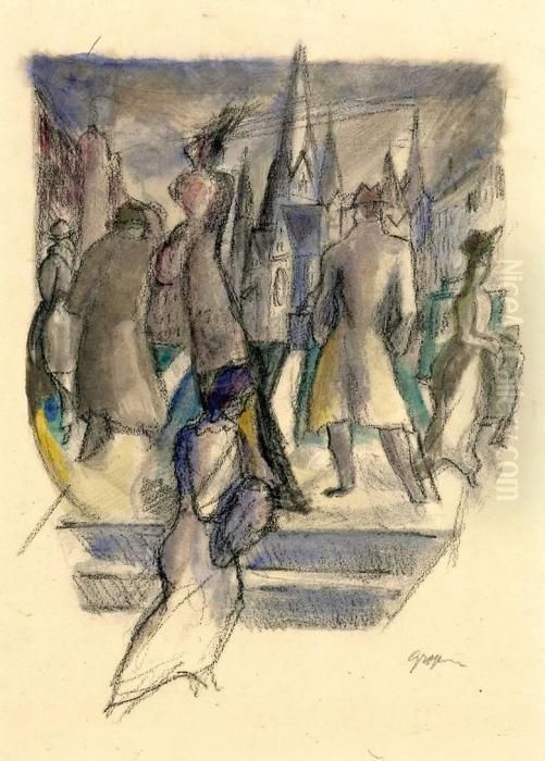 Strassenszene Oil Painting by Rudolf Grossmann