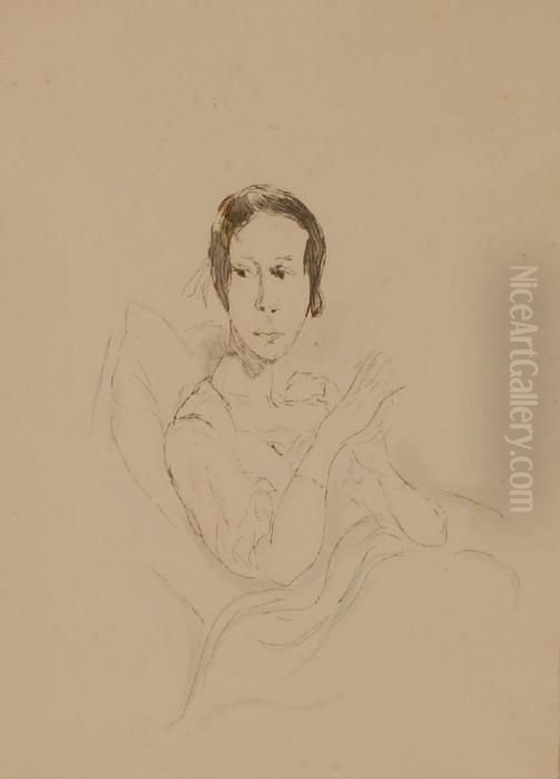 Woman In Bed Oil Painting by Rudolf Grossmann