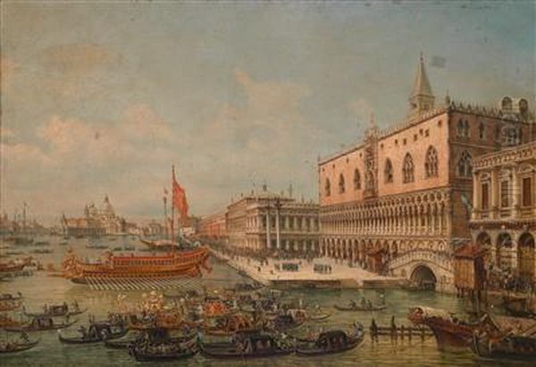 Aufbruch Der Bucentaur Des Dogen Von Venedig Oil Painting by Carlo Grubacs