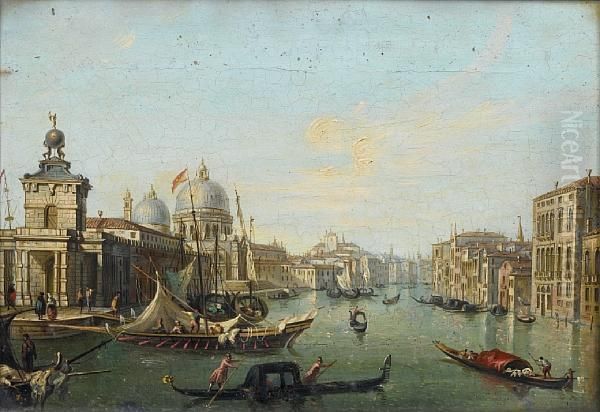 The Doge's Palace, Venice, With 
The Bucintoro;and The Entrance To The Grand Canal, Venice, With The 
Punta Delladogana And Santa Maria Della Salute Oil Painting by Carlo Grubacs