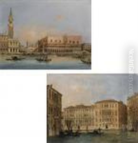 Palazzo Ducale Dal Bacino Di San
 Marco; E Il Canal Grande, Con I Palazzi Contarini, Rezzonico E Balbi Oil Painting by Carlo Grubacs