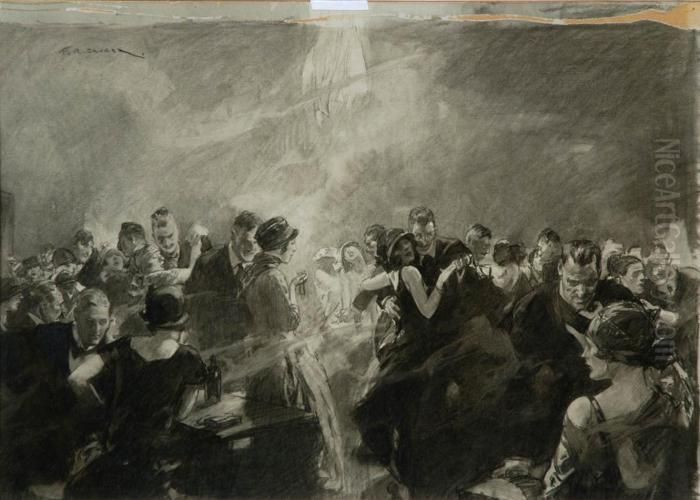 Dancehall Oil Painting by Frederic R. Gruger