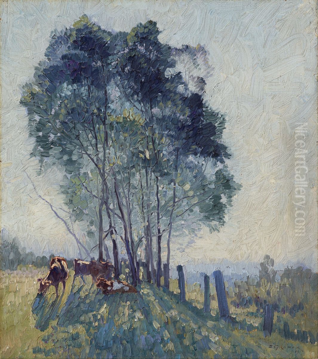 The Wattles Oil Painting by Elioth Gruner
