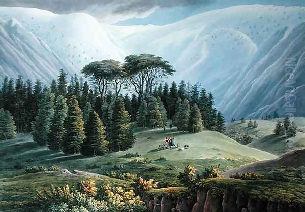 View of the Cedar Forests of Lebanon seen from the Tripoli Road, c.1800 Oil Painting by Louis Francois Cassas