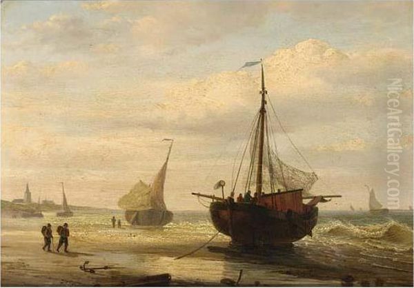 Bomschuit On The Beach Oil Painting by Willem Jun Gruyter