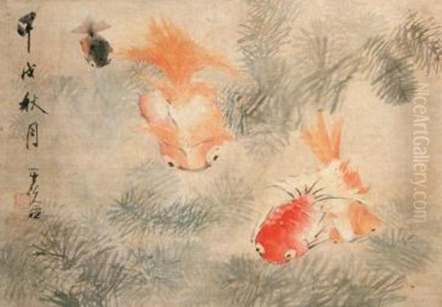 Goldfish Oil Painting by Xu Gu