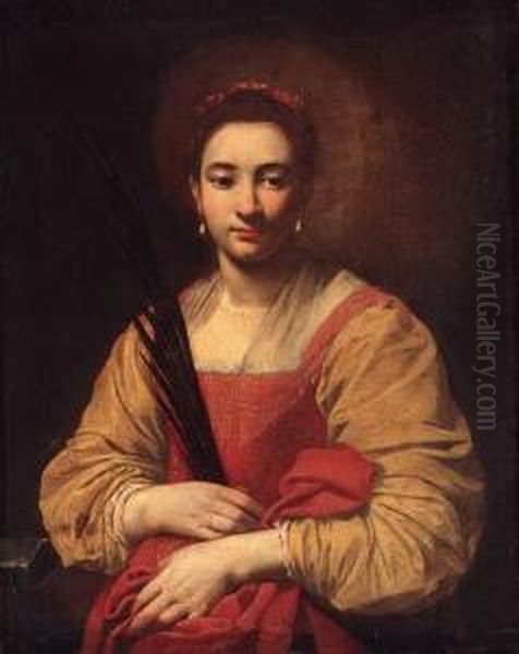 A Female Martyr Saint: Saint Catherine Of Alexandria Oil Painting by Francesco Guarino