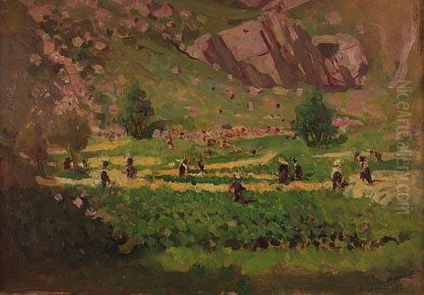 L'epoca Del Raccolto Oil Painting by Giovanni Guarlotti