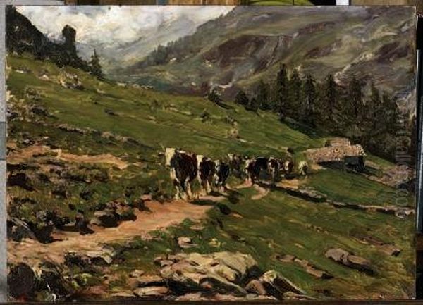 Verso Il Pascolo Oil Painting by Giovanni Guarlotti