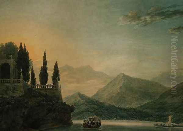 Isola Bella, Lake Maggiore, at dusk Oil Painting by John Robert Cozens