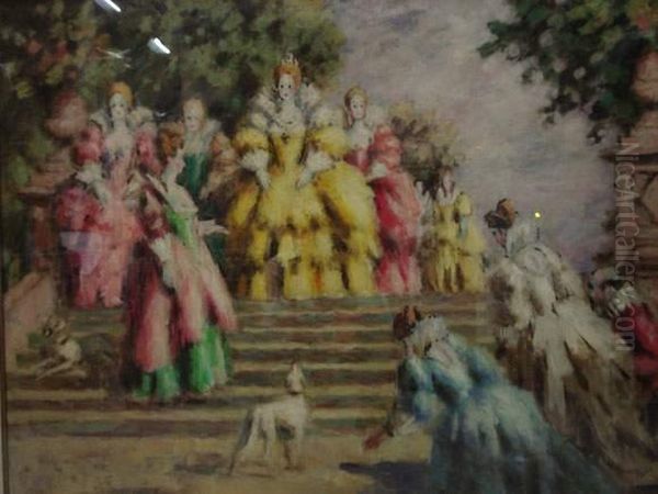 Promenade De La Reine Oil Painting by Charles Francois Prosper Guerin