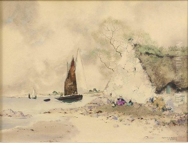 Retour Du Pecheur Oil Painting by Ernest Guerin