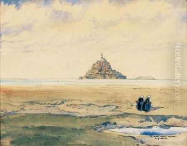 Le Mont Saint Michel Oil Painting by Ernest Guerin
