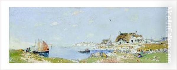 Le Retour Des Pecheurs Oil Painting by Ernest Guerin