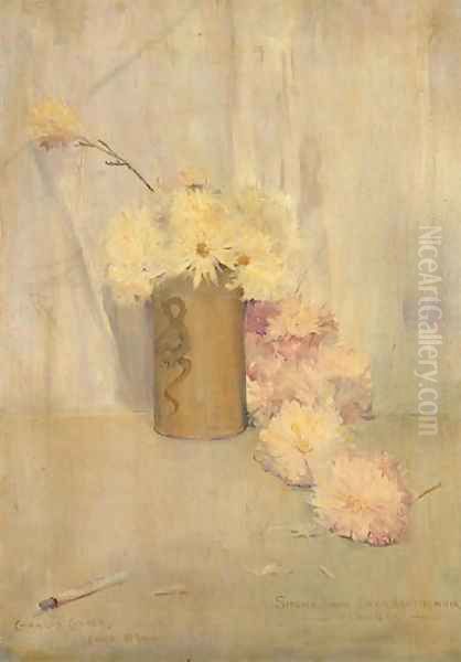Smoke and Crysanthemum Flowers, 1890 Oil Painting by Charles Edward Conder