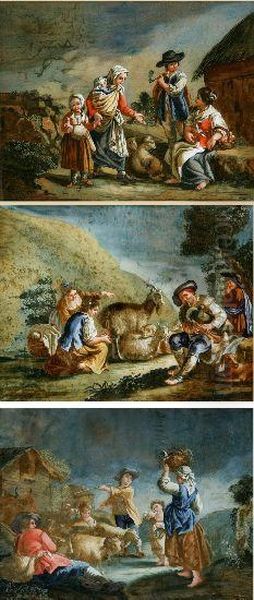 Scene Pastorali Oil Painting by Domenico Guidobono