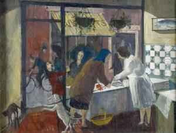 The Fish Shop Oil Painting by May Guinness