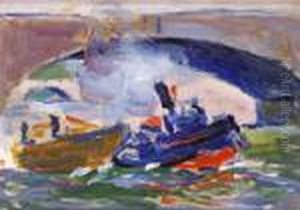 On The Seine Oil Painting by May Guinness