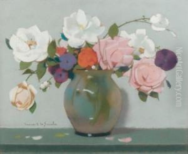 Bouquet De Fleurs Oil Painting by Lucien Victor Guirand De Scevola
