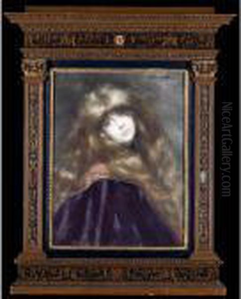 Young Woman In Purple Oil Painting by Lucien Victor Guirand De Scevola