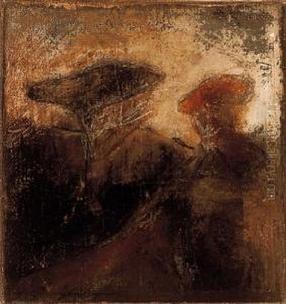 Figures Oil Painting by Lajos Gulacsy