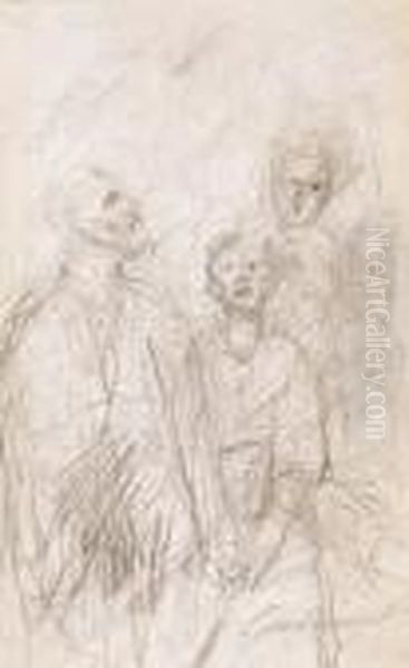 Family Oil Painting by Lajos Gulacsy